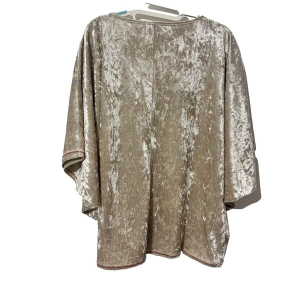 Savanna Jane Embroidered Boho Velvet Kimono Sleeve Top Size M/L Oversized - Picture 2 of 6